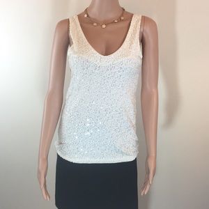 J Crew Factory sequin tank in ivory  NWT XS